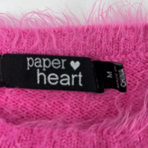 Paper Heart Pink Fluffy Short Sleeved fitted Sweater - Picture 2 of 6